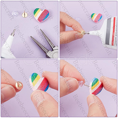 200Pcs 2 Colors 304 Stainless Steel Stud Earring Findings STAS-BBC0004-88-1