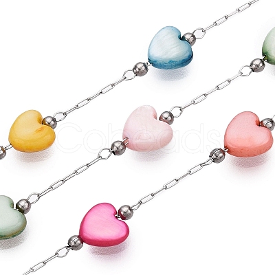 Handmade Shell Beads Heart Chains CHS-T006-18P-1