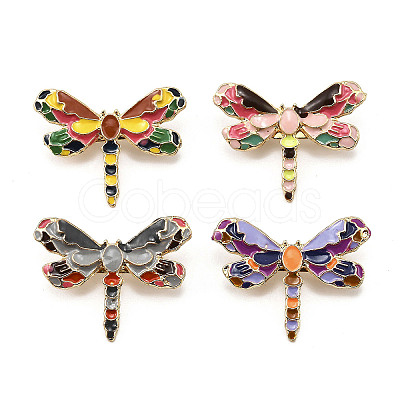12Pcs 4 Colors Dragonfly Enamel Pins JEWB-A033-17G-1