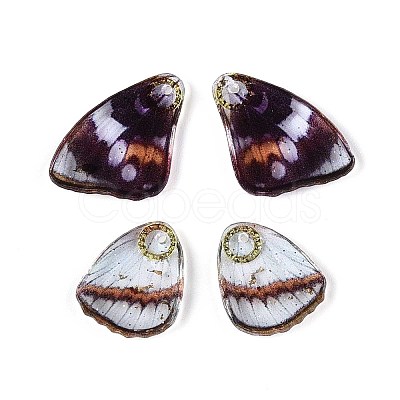 Transparent Epoxy Resin Butterfly Wing Pendants RESI-N045-06A-1