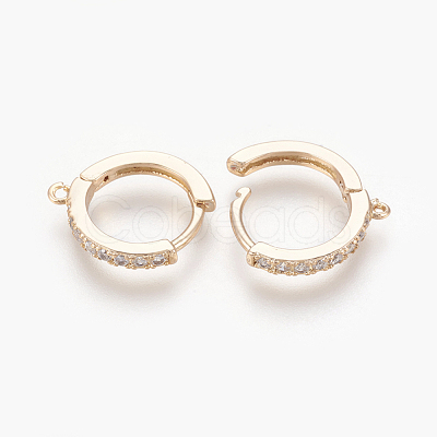 Brass Micro Pave Cubic Zirconia Huggie Hoop Earring Findings KK-O112-13LG-1
