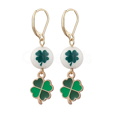 Synthetic White Jade Leverback Earrings EJEW-JE06307-1