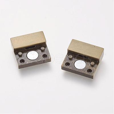 Brushed Plated Alloy Magnetic Clasps with Glue-in Ends PALLOY-R094-20-1