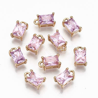 Brass Glass Rhinestone Pendants X-GLAA-S179-21G-RS-1