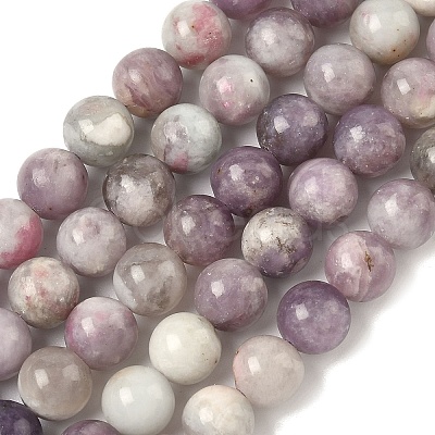 Dyed Round Natural Pink Tourmaline Beads Strands G-K089-8mm-05-1