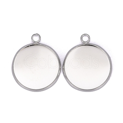 304 Stainless Steel Pendant Cabochon Settings STAS-F191-14S-F-1
