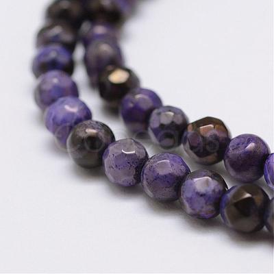 Faceted Natural Fire Crackle Agate Beads Strands G-F447-4mm-A11-1