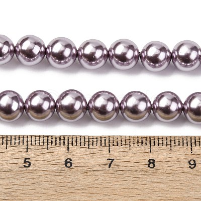 Electroplated Shell Pearl Beads Strands BSHE-G041-8mm-02-1