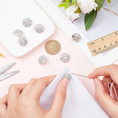 1-Hole Brass Micro Pave Clear Cubic Zirconia Shank Button BUTT-WR0001-07-1