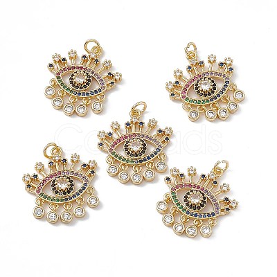 Brass Colorful Cubic Zirconia Pendants KK-E068-VA209-2-1