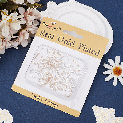 40Pcs 2 Colors Brass Ear Wire KK-BBC0024-15-1
