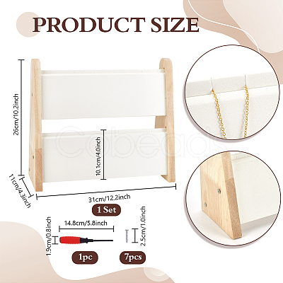 2-Layer Bamboo Slant Back Necklace Organizer Display Stands NDIS-WH0010-31-1
