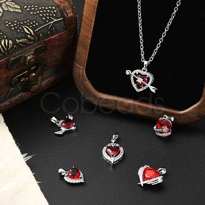 6Pcs 6 Styles Brass Pave Cubic Zirconia Pendants KK-CJ0014-15-1