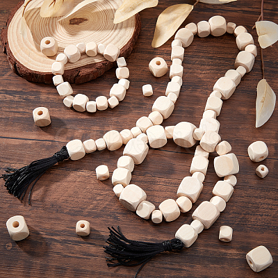 150Pcs 6 Styles Natural Unfinished Wood Beads WOOD-PH0001-92-1