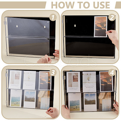 2-Tier Rectangle Wall Mounted Acrylic Baseball Card Display Cases with Magnetic Lid ODIS-WH0331-19A-1