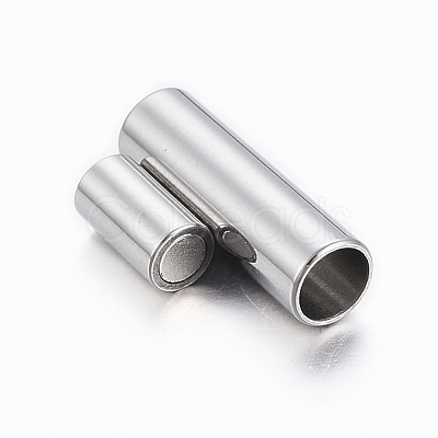 Tarnish Resistant Smooth 304 Stainless Steel Magnetic Clasps with Glue-in Ends STAS-H402-21P-3mm-1