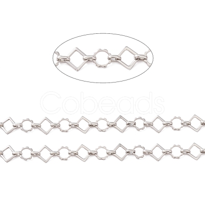 Non-Tarnish 304 Stainless Steel Rhombus & Sun Link Chain CHS-F017-09P-1