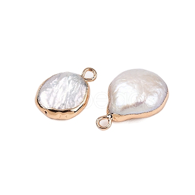 Electroplated Natural Keshi Pearl Teardrop Pendants LS-PEAR-S018-02K-01-1
