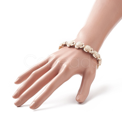 Dyed Synthetic Sea Turtle Beaded Stretch Bracelets for Women BJEW-JB09934-02-1