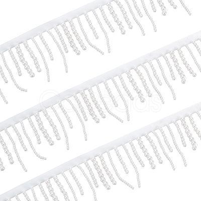 2 Yards Plastic Imitation Pearl & Polyester Beaded Trim Garland Strand OCOR-CY0004-08-1