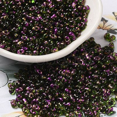 Spray Painted Glass Seed Beads SEED-F005-07A-05-1