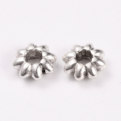 Tibetan Style Alloy Flower Spacer Beads X-TIBEB-0885-AS-LF-1