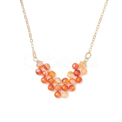 3Pcs 3 Styles Natural Green Aventurine & Amethyst & Carnelian Faceted Round Beaded Arrow Pendant Brass Cable Chain Necklaces NJEW-TA00207-1