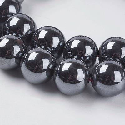 AAA Grade Black Non-Magnetic Synthetic Hematite Round  Beads Strands X-G-H1069-1-1