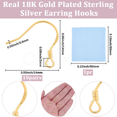 10Pairs 925 Sterling Silver Earring Hooks STER-BBC0008-93G-1