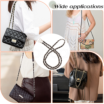 Adjustable Black Imitation Leather Bag Straps PURS-CL0001-55B-1