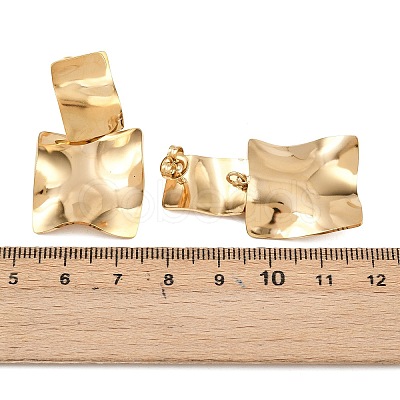 304 Stainless Steel Square Dangle Stud Earrings EJEW-K268-79A-G-1