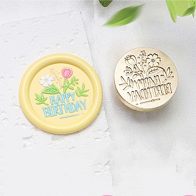 Golden Tone Wax Seal Brass Stamp Heads AJEW-U008-02G-06-1