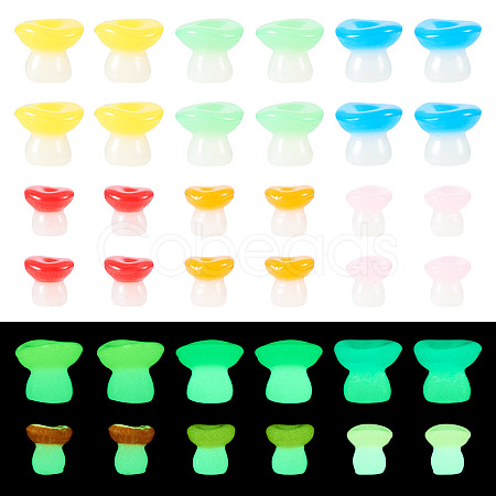 30Pcs 2 Styles Luminous Resin Mushroom Ornament RESI-TA0004-02B-1