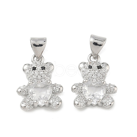 Brass Micro Pave Cubic Zirconia Charms KK-K351-69P-01-1