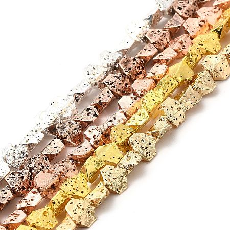 Electroplated Natural Lava Rock Beads Strands G-G984-13-1