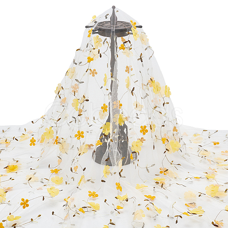 Flower Pattern Milk Fiber Mesh Fabric DIY-WH0888-09C-1