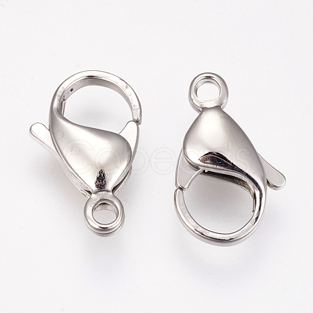 Tarnish Resistant 304 Stainless Steel Lobster Claw Clasps Hand Polished STAS-I082-14P-03-1