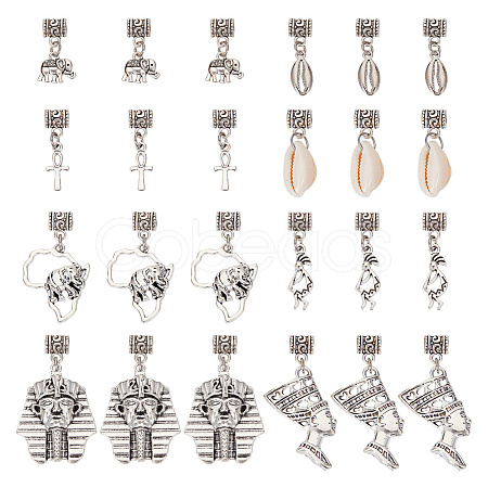 Tibetan Style Alloy & Cowrie Shell Braiding Hair Pendants Decoration OHAR-AB00014-1