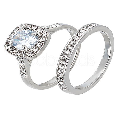 1 Set Zinc Alloy Glass Finger Rings Sets for Women RJEW-LP0001-25-1