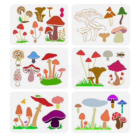6Pcs 6 Styles PET Hollow Out Drawing Painting Stencils DIY-WH0394-0390-1
