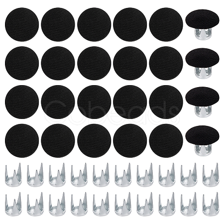 24 Bags Flat Round Cloth Cap Nail Buttons BUTT-BC0001-21A-1
