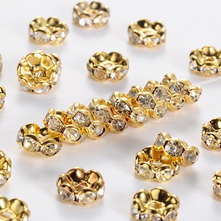 Brass Rhinestone Spacer Beads RB-A014-L8mm-01G-1