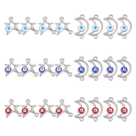 24Pcs 6 Styles 304 Stainless Steel Enamel Connector Charms STAS-DC0010-36-1