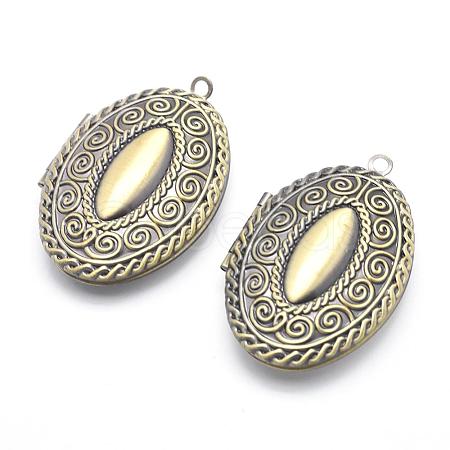 Brass Locket Pendants KK-F717-05AB-NR-1