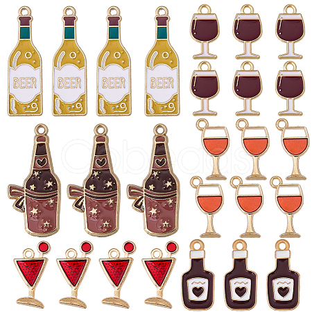 36Pcs 6 Styles Alloy Enamel Pendants ENAM-SC0007-63-1
