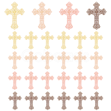 30Pcs 5 Colors Brass Filigree Joiners Links KK-PH0003-36-1
