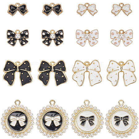 48Pcs 8 Styles Alloy Enamel Pendants ENAM-SC0005-66-1