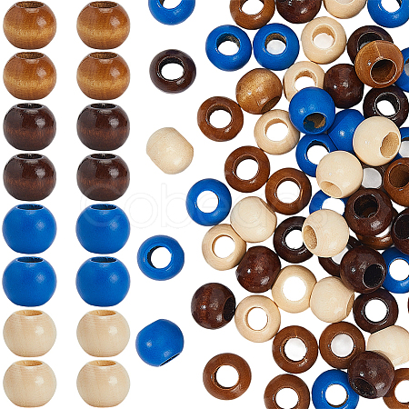 80Pcs 4 Colors Spray Painted Wood Beads WOOD-PA0001-07-1