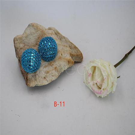 Alloy Rhinestone Half Round Stud Earrings FS-WGCEA49-13-1