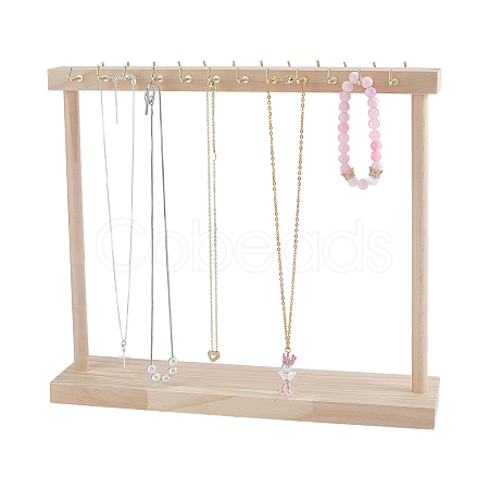 Rectangle Wooden Necklace Organizer Display Stands NDIS-WH0010-36C-1